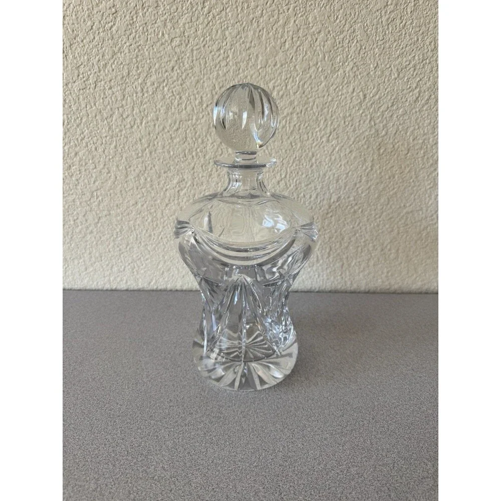Vintage Polish 24% Lead Crystal Cut Glass Decanter w/ Stopper 11.5”